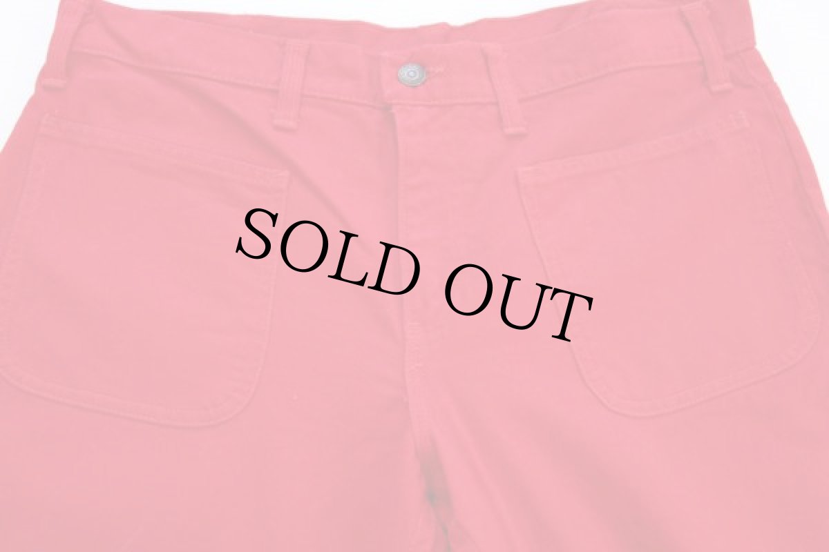 画像2: 70s LEVI'Sリーバイス BIGE ベルボトム コットンツイルパンツ 赤 (2)