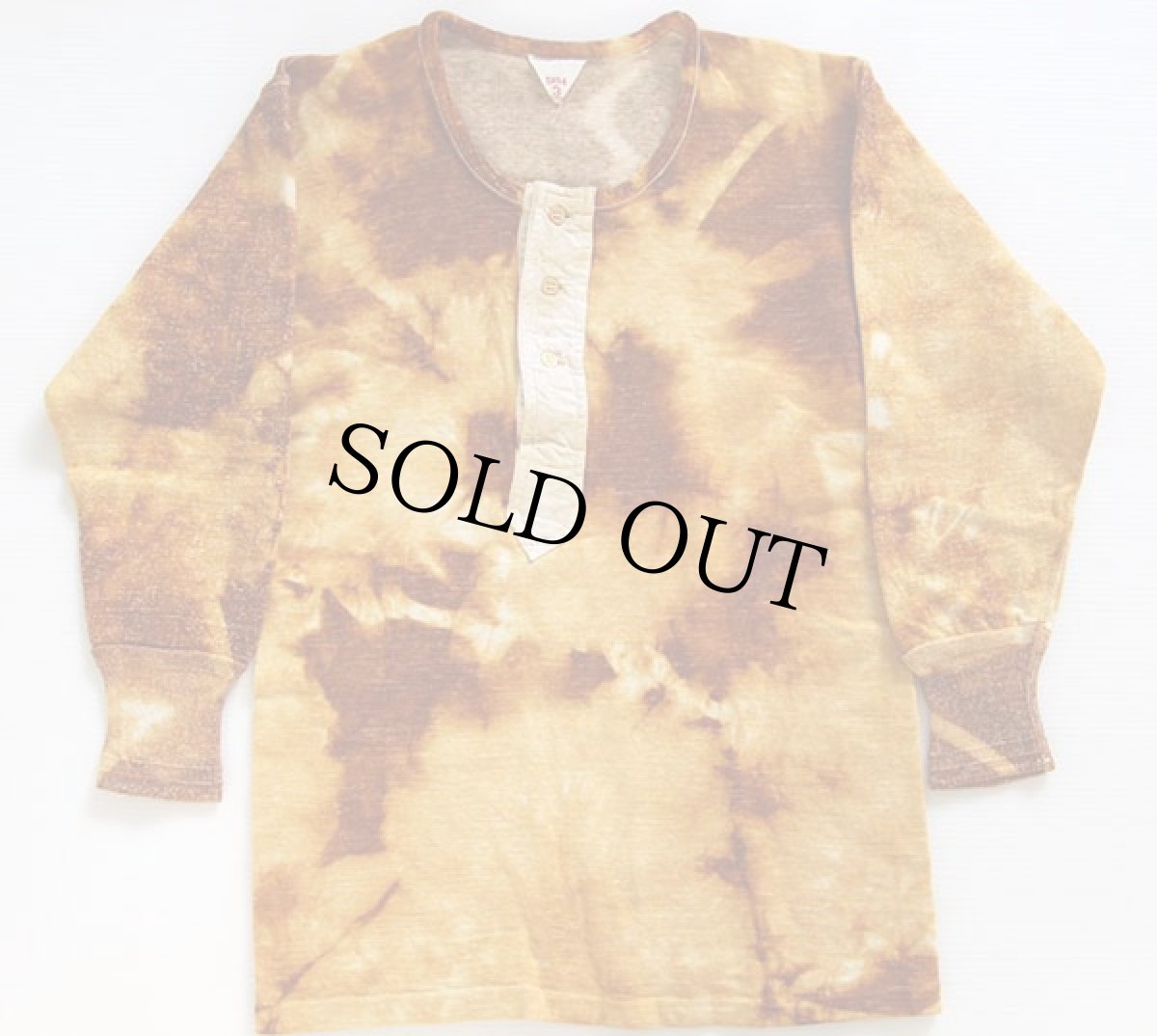 画像2: 50s タイダイ染め ヘンリーネック ミリタリー アンダーシャツ (2)