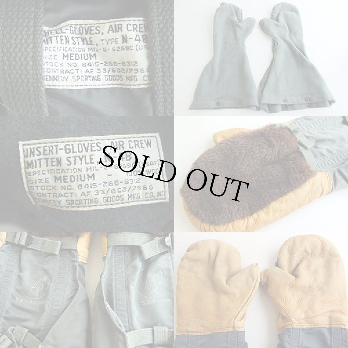 画像3: 50s 米軍 USAF N-4B フライヤー ミトン グローブ M (3)