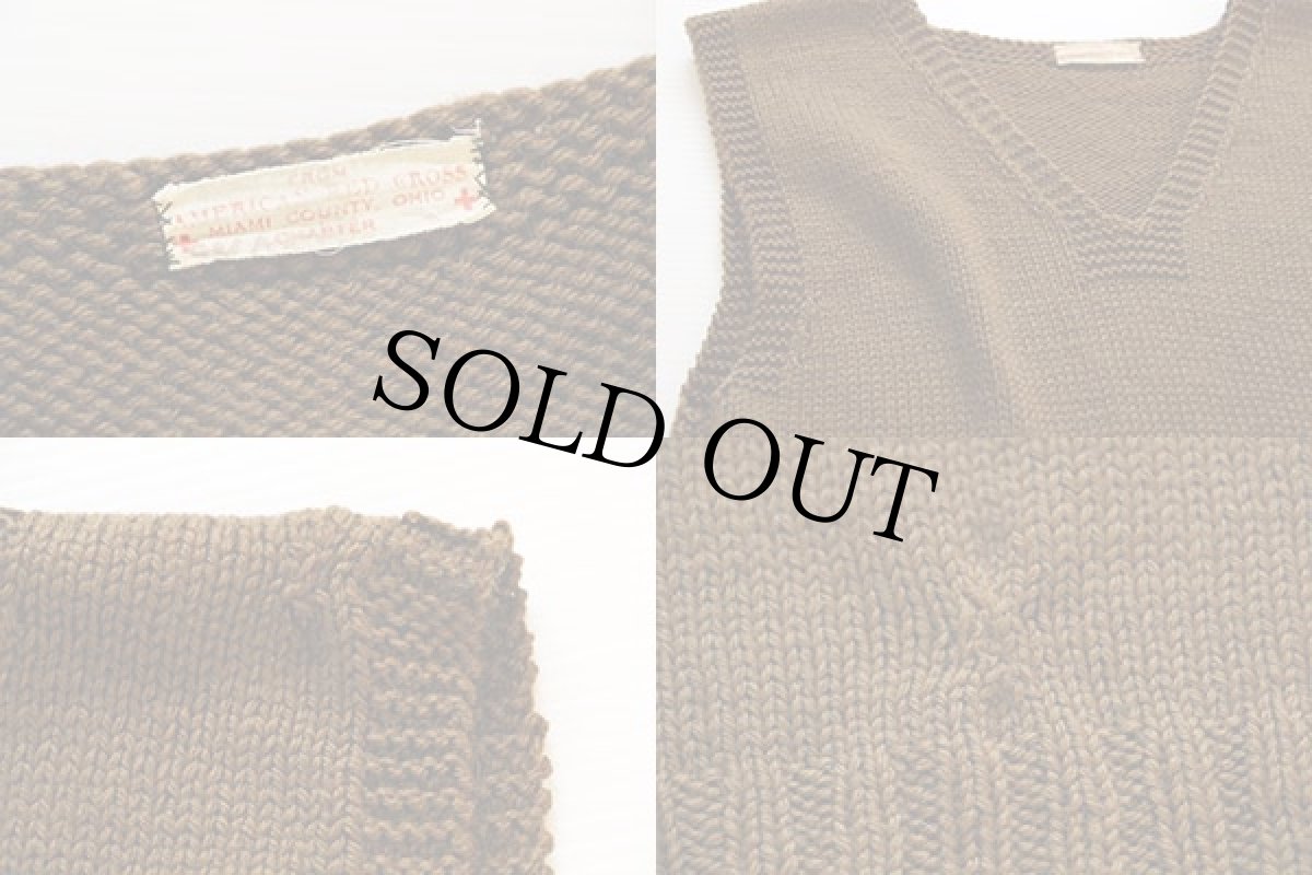 画像3: 40s AMERICAN RED CROSS ウール ハンドニット ベスト (3)