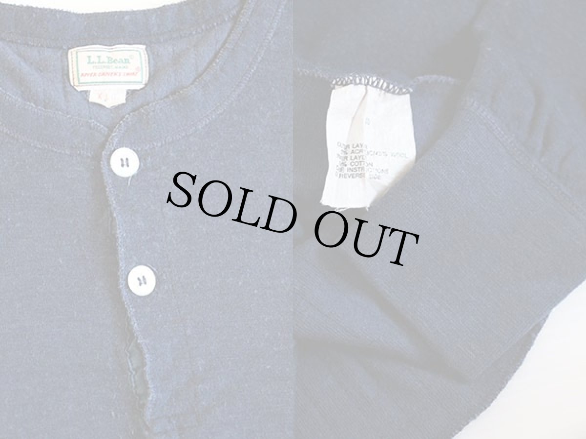 画像3: 80s L.L.Bean ヘンリーネック 2レイヤー アンダーシャツ 紺 XL (3)