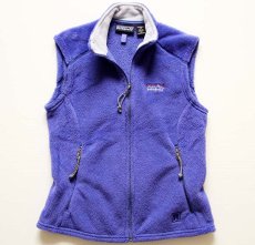 画像1: 00s USA製 patagoniaパタゴニア R2 POLARTEC フリースベスト 青紫 W-S★刺繍ロゴ (1)