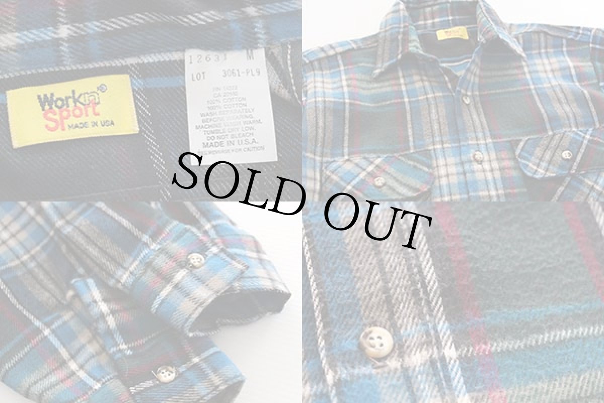 画像3: デッドストック★90s USA製 Workn' Sport チェック コットン フランネルシャツ M (3)
