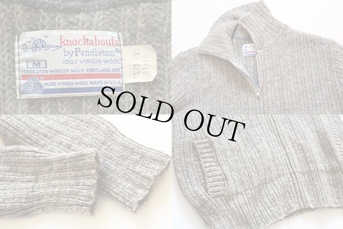 画像4: 70s Knockabouts by Pendleton ウール ドライバーズニット フルジップ セーター M (4)