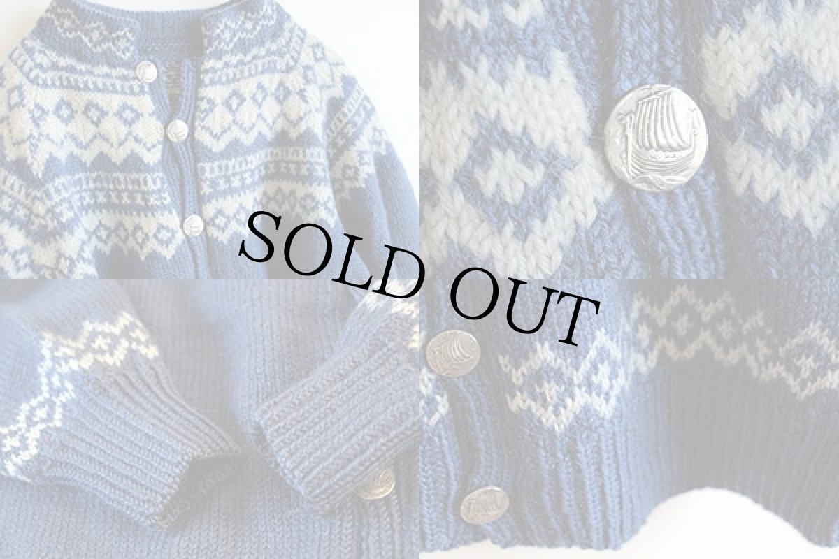 画像4: ビンテージ ノルディック柄 ウールニット カーディガン (4)