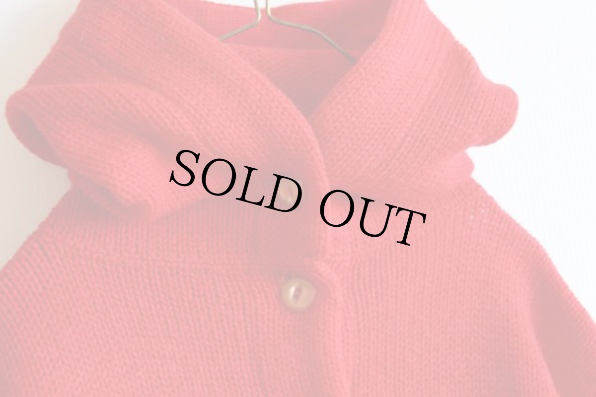 画像3: 50s UNKNOWN ウールニット パーカー 赤★カーディガン (3)