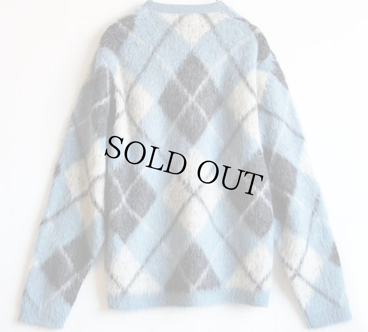 画像2: 60s VAN HEUSEN アーガイル柄 Vネック モヘヤ ニット セーター M (2)