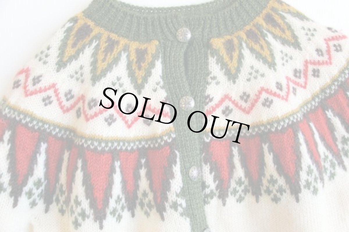 画像3: 60s 丸ヨーク ノルディック柄 ウールニット カーディガン (3)