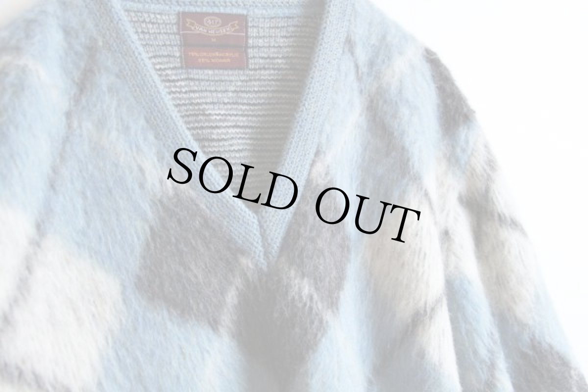 画像3: 60s VAN HEUSEN アーガイル柄 Vネック モヘヤ ニット セーター M (3)