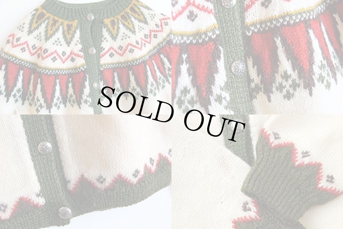 画像4: 60s 丸ヨーク ノルディック柄 ウールニット カーディガン (4)