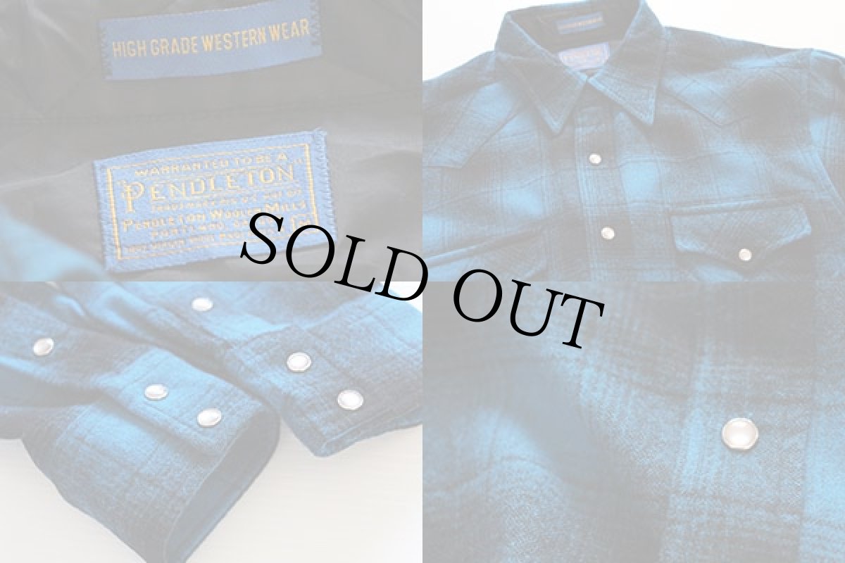 画像3: 80s USA製 PENDLETONペンドルトン オンブレチェック ウール ウエスタンシャツ (3)