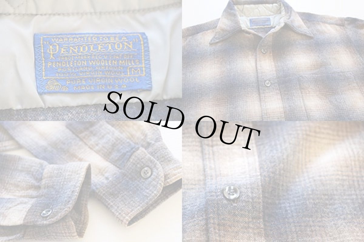 画像3: 70s USA製 PENDLETONペンドルトン オンブレチェック ウールシャツ M (3)