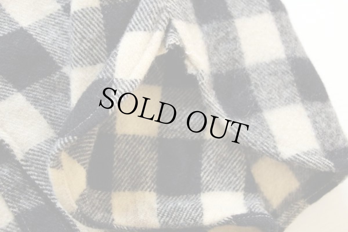 画像5: 50s E&W チェック マチ付き ウールシャツ 白x黒 (5)