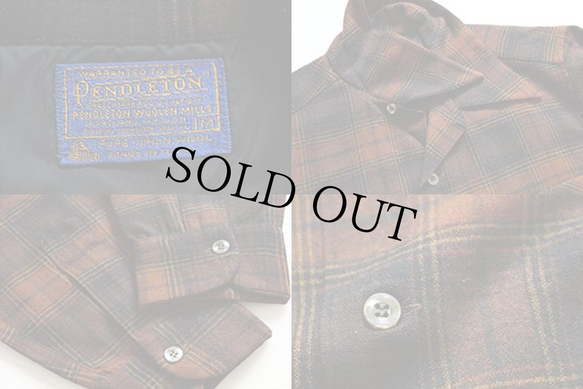 画像3: 70s PENDLETONペンドルトン チェック ウール オープンカラーシャツ M (3)