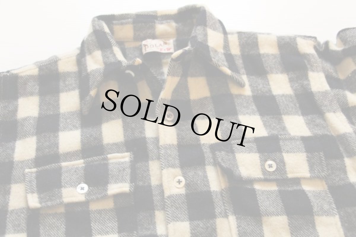 画像3: 50s E&W チェック マチ付き ウールシャツ 白x黒 (3)