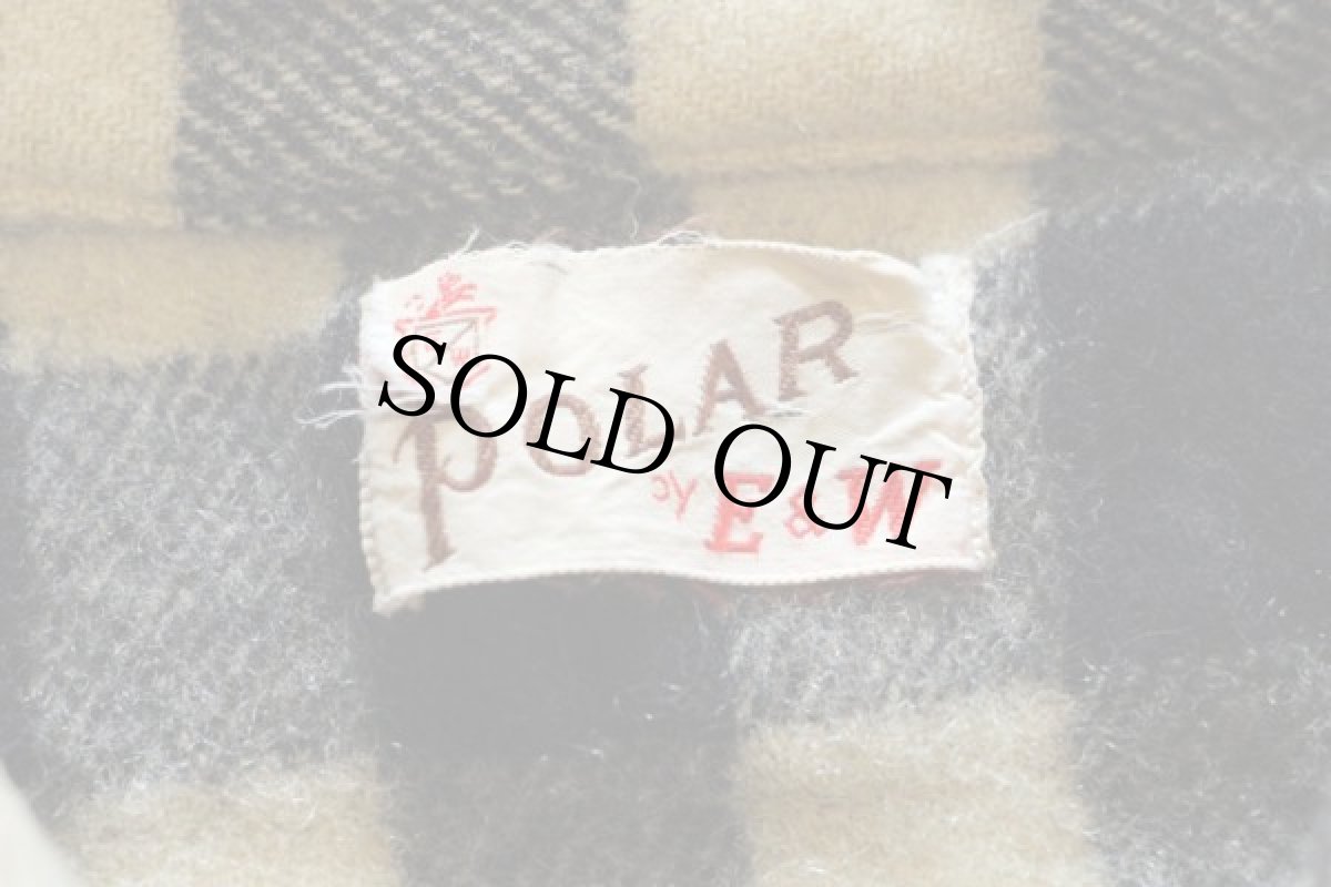 画像4: 50s E&W チェック マチ付き ウールシャツ 白x黒 (4)