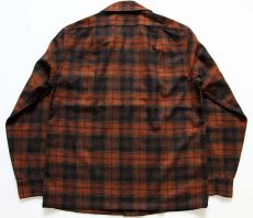 画像2: 70s PENDLETONペンドルトン チェック ウール オープンカラーシャツ M (2)