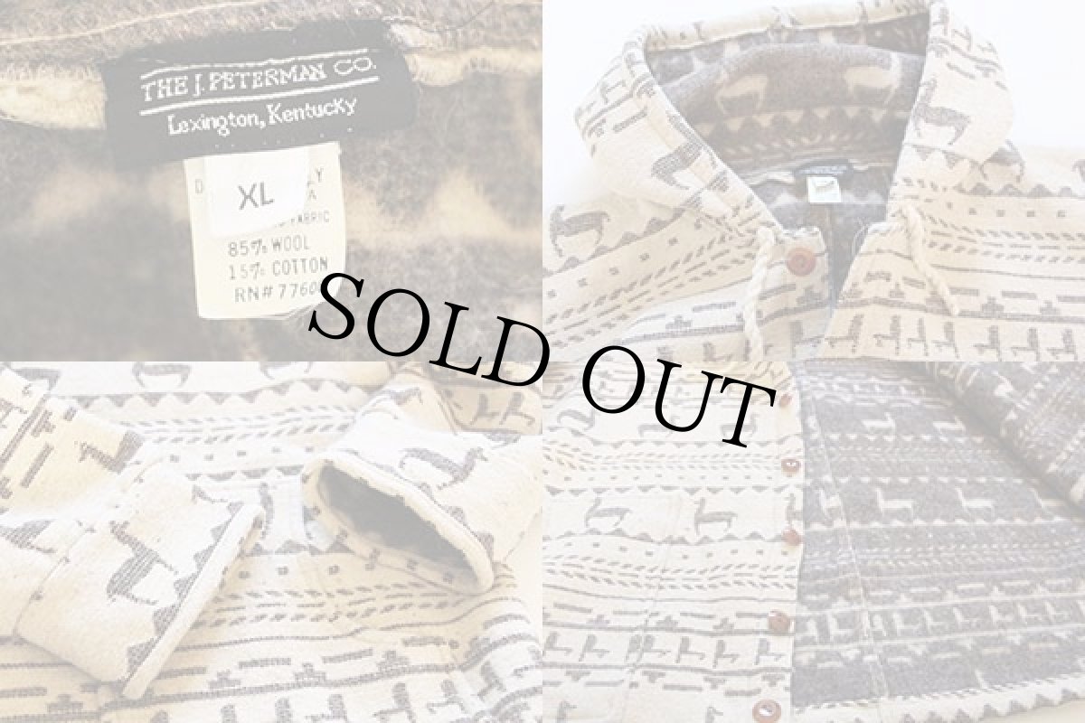 画像3: 80s USA製 J.PETERMAN フォークロア柄 アルパカ ウール ブランケット パーカー XL (3)