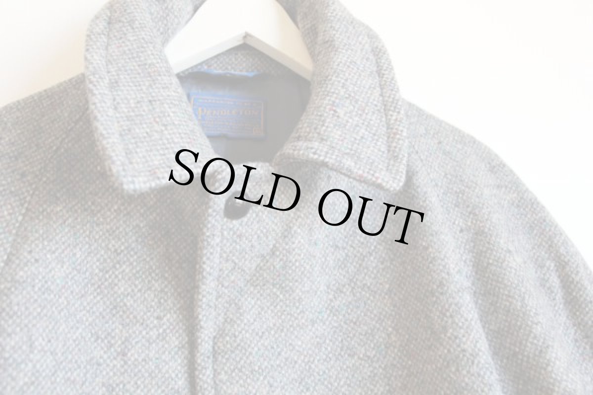 画像3: 80s USA製 PENDLETONペンドルトン ツイード ウール ステンカラーコート 40 (3)