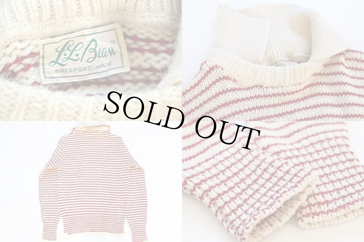 画像4: 70s L.L.Bean 筆記体タグ ボーダー 襟付き ニットセーター (4)