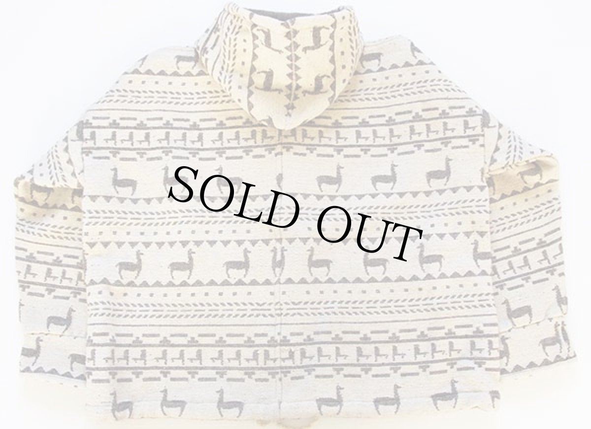 画像2: 80s USA製 J.PETERMAN フォークロア柄 アルパカ ウール ブランケット パーカー XL (2)