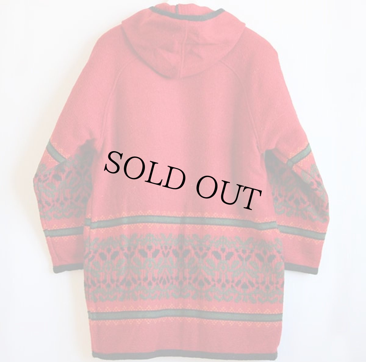 画像2: 90s USA製 Woolrichウールリッチ フォークロア柄 フーデッド ウール ブランケット コート (2)