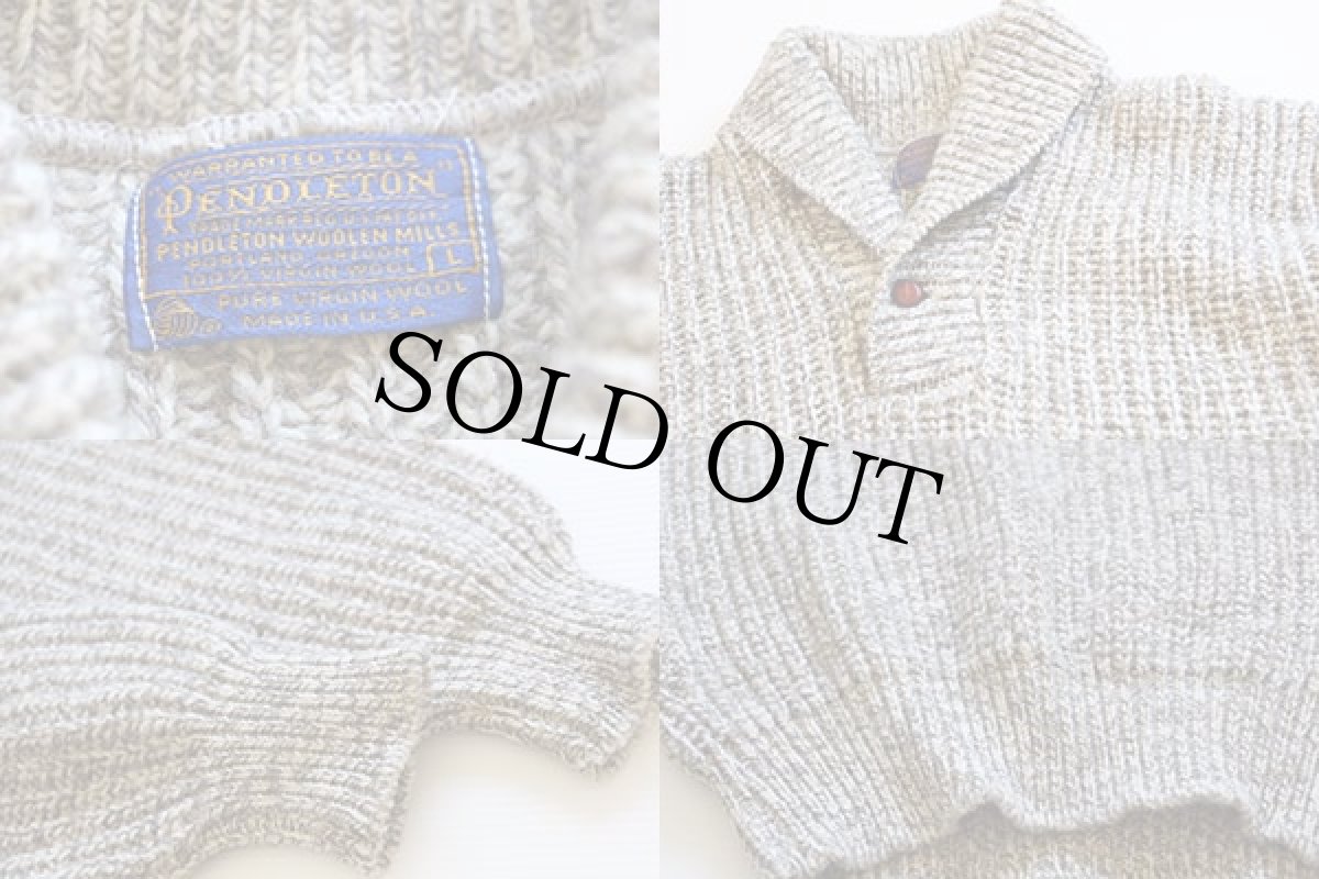 画像4: 70s USA製 PENDLETONペンドルトン ショールカラー ローゲージ ウールニット セーター L (4)