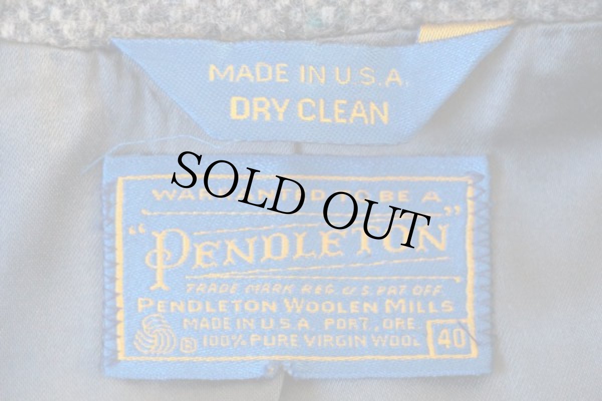 画像4: 80s USA製 PENDLETONペンドルトン ツイード ウール ステンカラーコート 40 (4)
