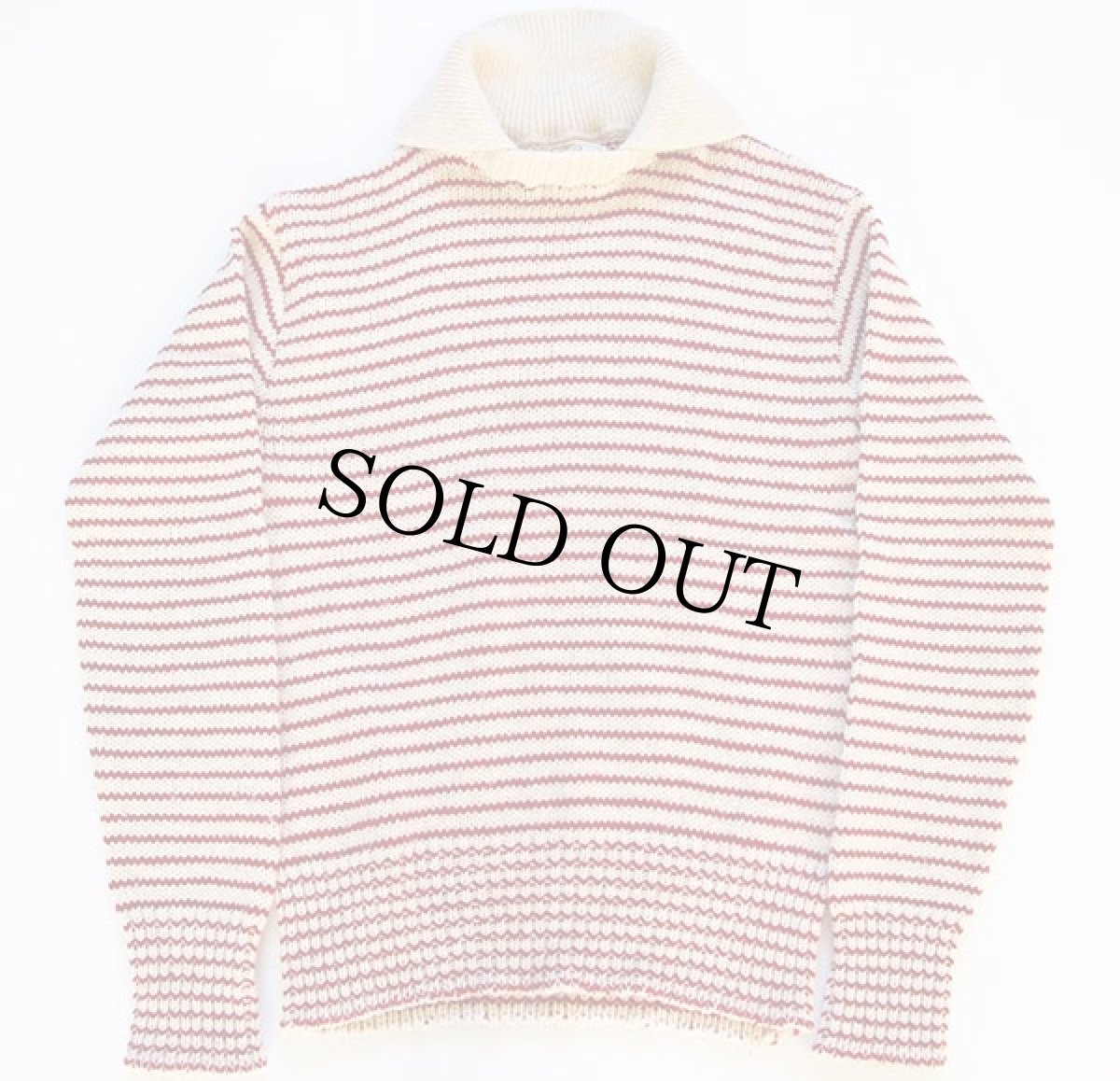 画像2: 70s L.L.Bean 筆記体タグ ボーダー 襟付き ニットセーター (2)