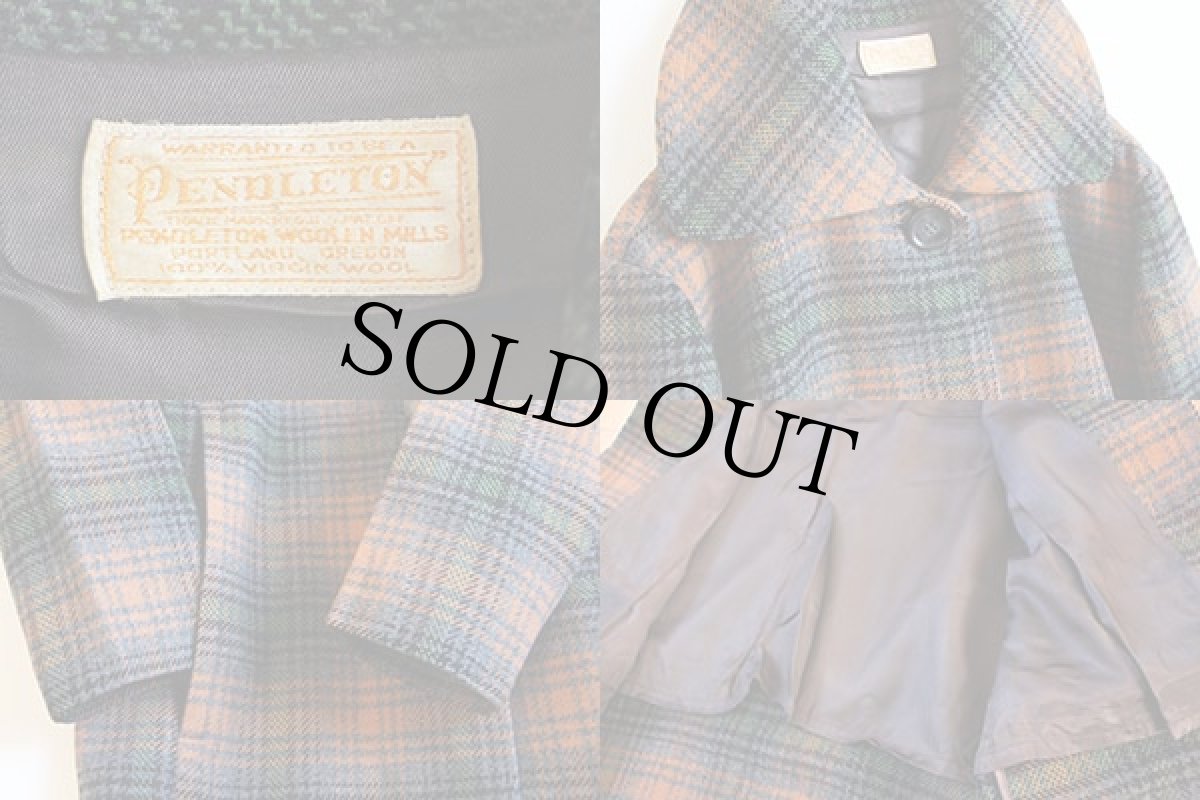 画像3: ビンテージ PENDLETONペンドルトン チェック ウール コート (3)