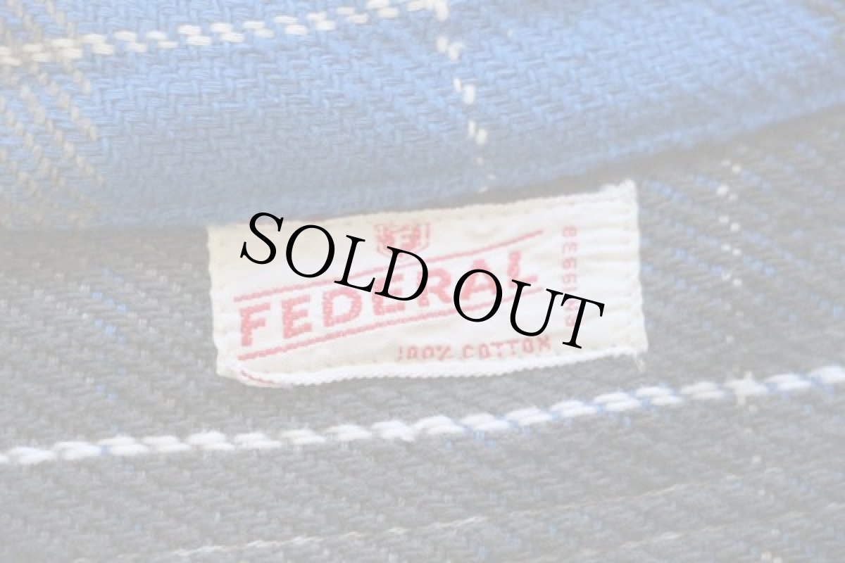 画像4: 60s FEDERALチェック マチ付き コットン フランネルシャツ (4)