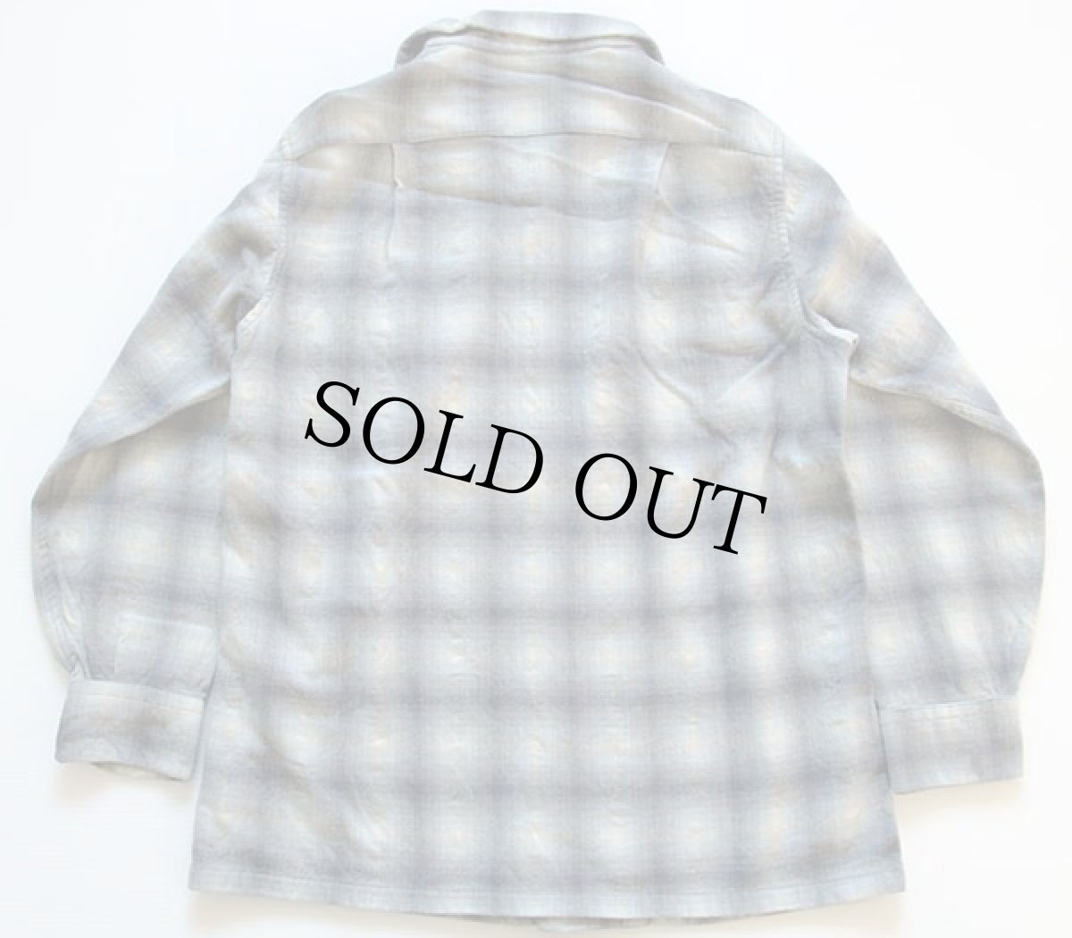 画像2: 50s PENDLETONペンドルトン オンブレチェック ウール オープンカラーシャツ M (2)