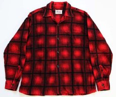 画像1: 50s Smiths オンブレチェック プリントネルシャツ 赤×黒 M (1)