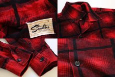 画像3: 50s Smiths オンブレチェック プリントネルシャツ 赤×黒 M (3)
