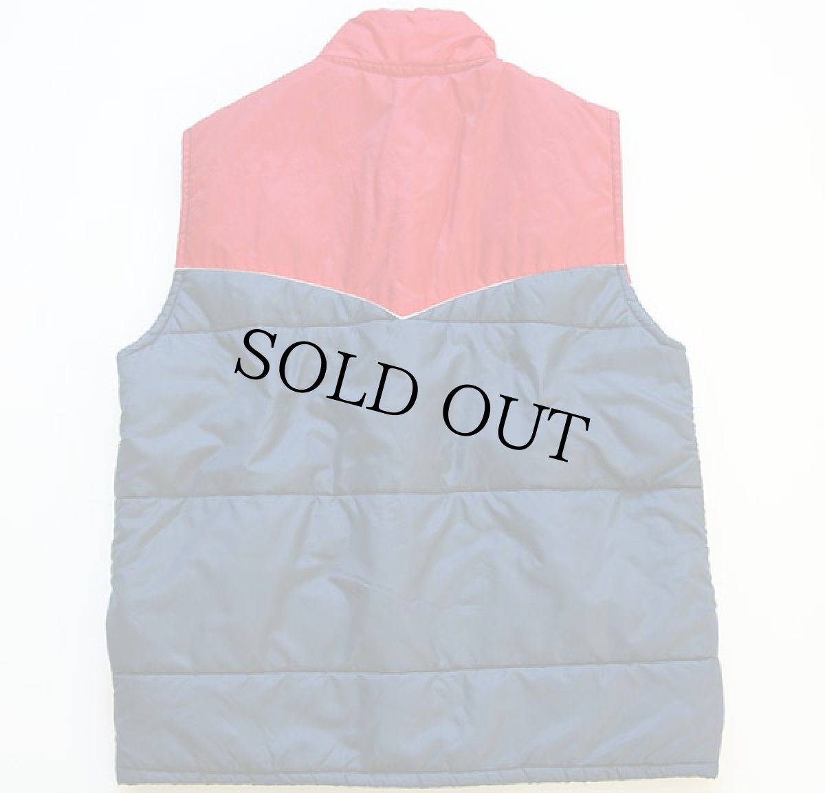 画像2: 70s USA製 Horizon ツートン ヨーク切り替え 中綿入り レーシングベスト 紺×赤 M (2)