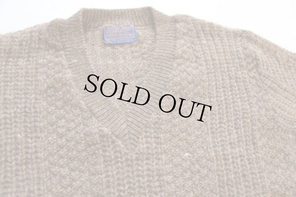 画像3: 70s USA製 PENDLETONペンドルトン Vネック ローゲージ ウールニット セーター M (3)