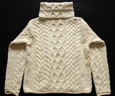 画像2: アイルランド製 inis crafts ケーブル編み メリノウールニット セーター L★フィッシャーマン (2)