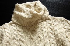 画像3: アイルランド製 inis crafts ケーブル編み メリノウールニット セーター L★フィッシャーマン (3)