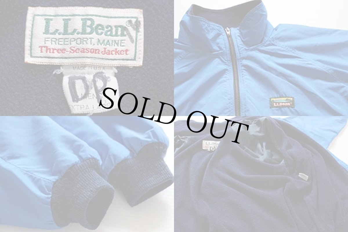 画像3: 90s USA製 L.L.Bean スリーシーズン フリースライナー ナイロンジャケット 青 XL (3)