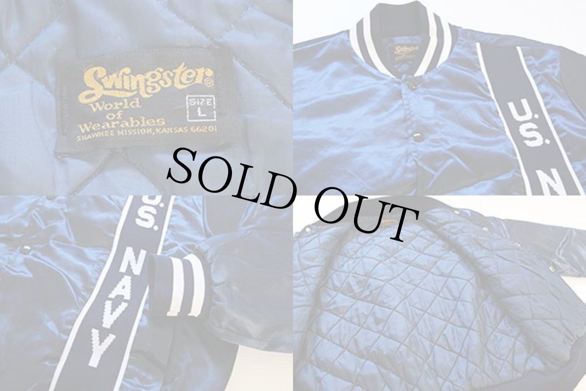 画像3: 70s Swingster U.S.NAVY キルティングライナー ナイロンジャケット 紺 L (3)