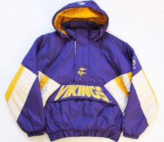 画像1: 90s STARTERスターター NFL VIKINGS 中綿入り ナイロンパーカー M (1)