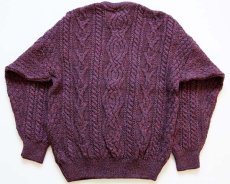 画像2: アイルランド製 aran crafts ケーブル編み ウールニット セーター L★フィッシャーマン (2)