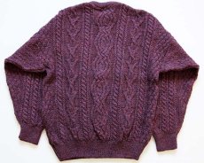 画像2: アイルランド製 aran crafts ケーブル編み ウールニット セーター L (2)