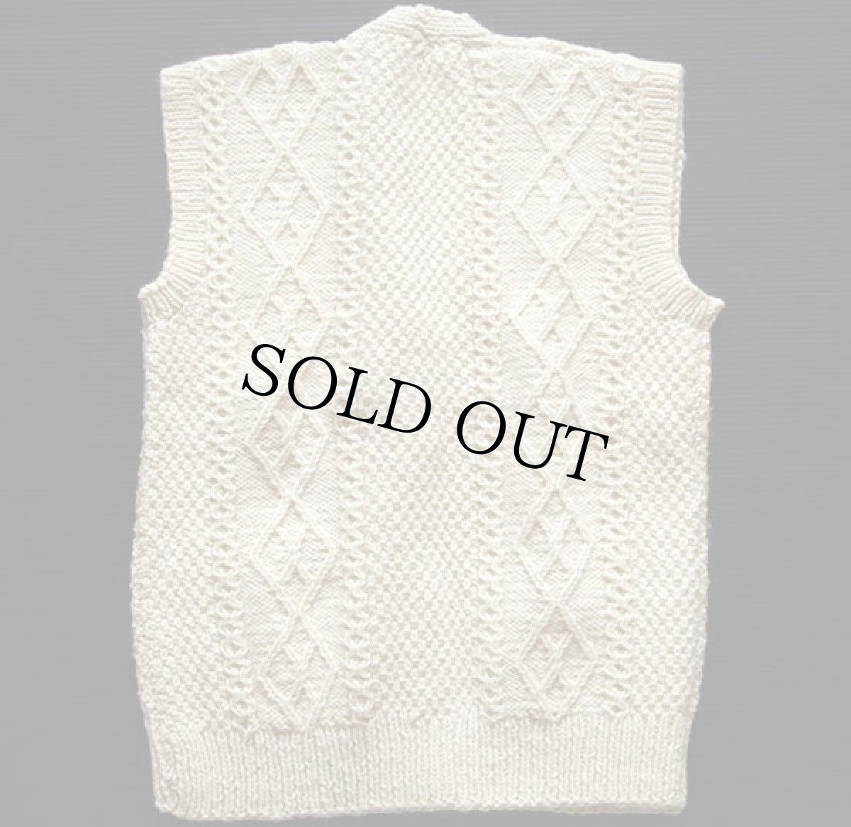 画像2: アイルランド製 ケーブル編み ウール ハンドニット ベスト カーディガン★フィッシャーマン (2)