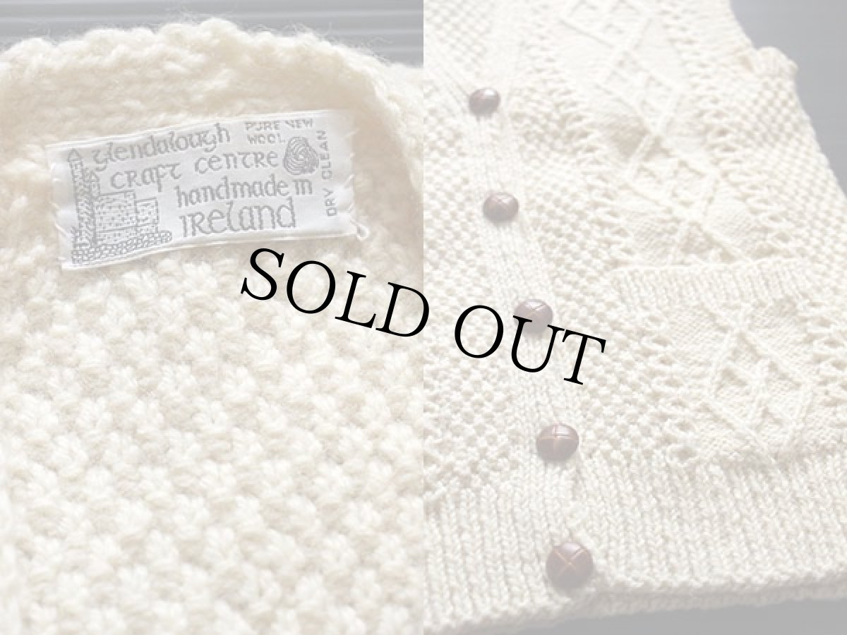 画像3: アイルランド製 ケーブル編み ウール ハンドニット ベスト カーディガン★フィッシャーマン (3)