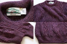 画像4: アイルランド製 aran crafts ケーブル編み ウールニット セーター L★フィッシャーマン (4)