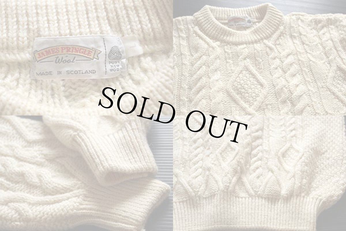 画像3: スコットランド製 JAMES PRINGLE ケーブル編み ウールニット セーター L★フィッシャーマン (3)