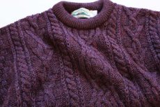 画像3: アイルランド製 aran crafts ケーブル編み ウールニット セーター L★フィッシャーマン (3)