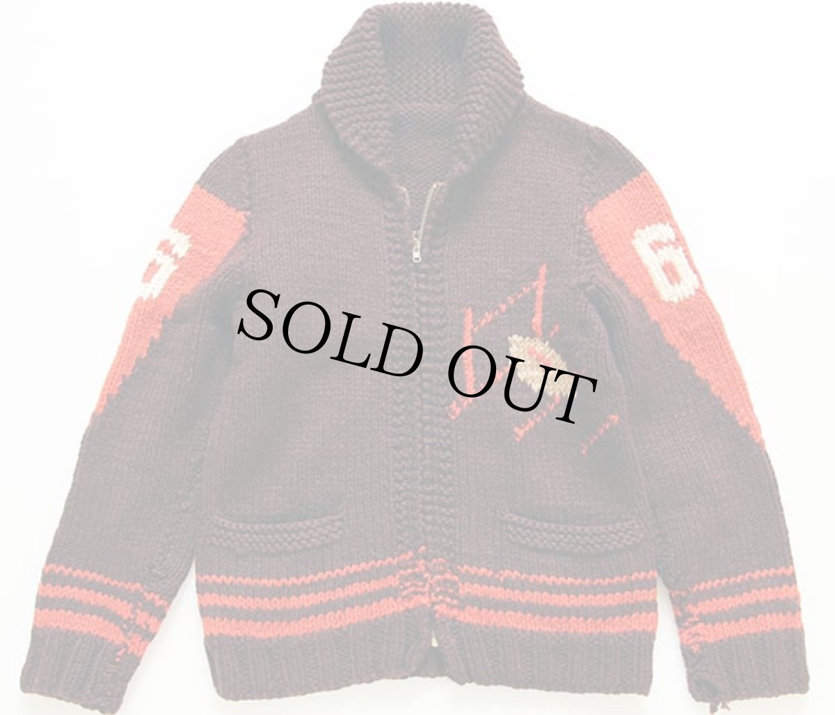 画像2: 60s アメフト柄  ウール カウチンセーター (2)