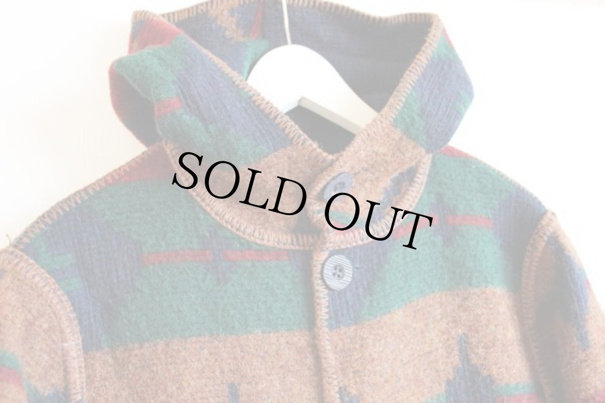 画像4: 00s USA製 WOOLRICH JOHN RICH AND BROS ウールリッチ ネイティブ柄 リバーシブル ロング ウール ブランケット コート W-S (4)